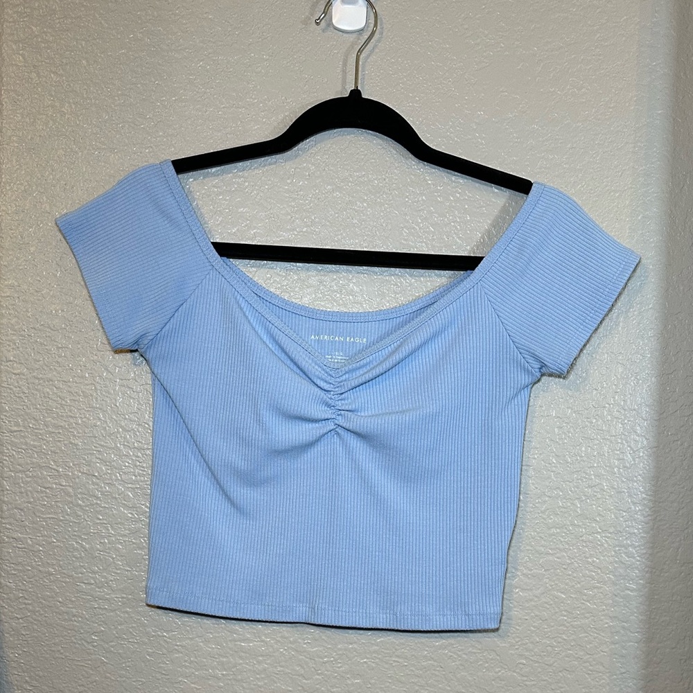 AEO Cinch Front Off the Shoulder Crop